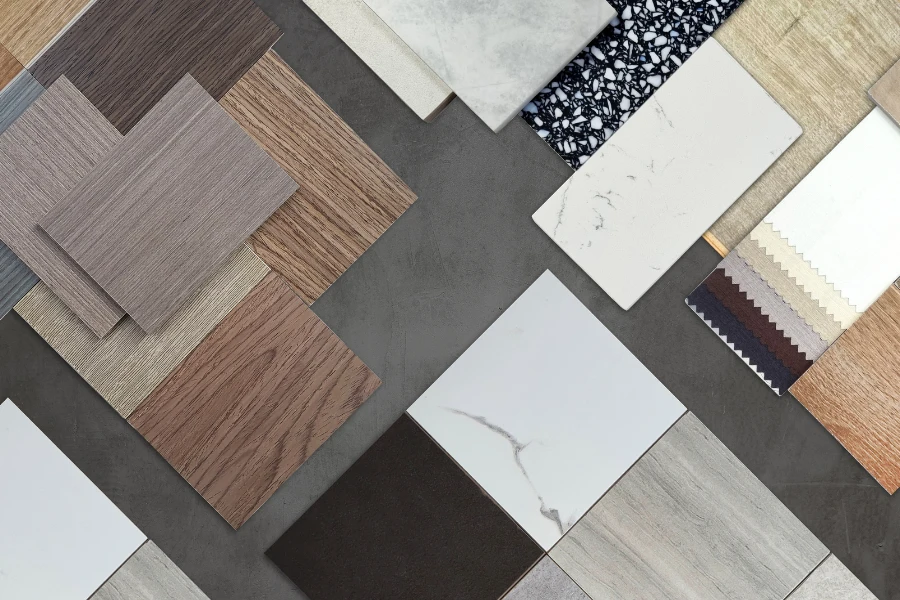 Different floor types including hardwood, laminate, tile, vinyl and natural stone